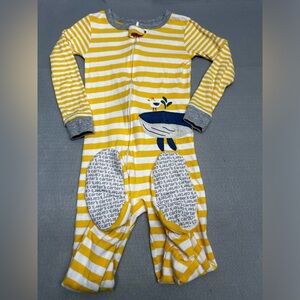 Carters boys 4T yellow striped footed onesie pajamas with whale design- snug fit